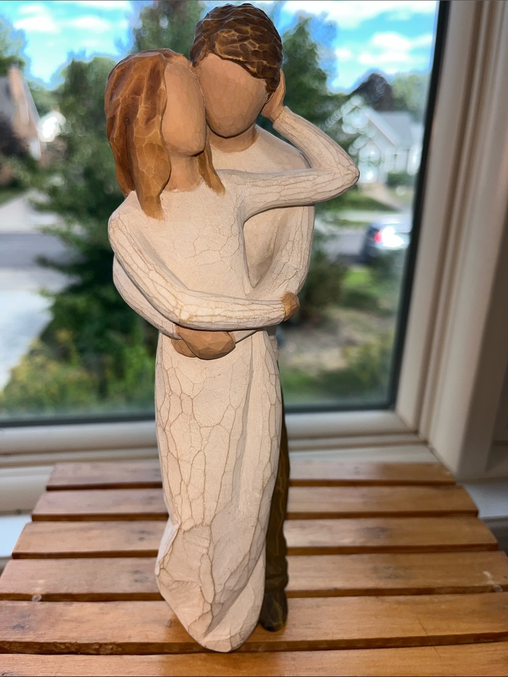 Willow Tree Together Romantic Embrace Couple Figurine - Cream Brown